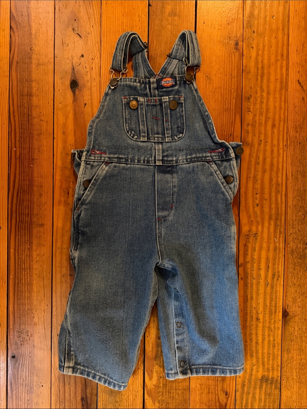 Dickies Kids Denim Overalls in Medium Blue